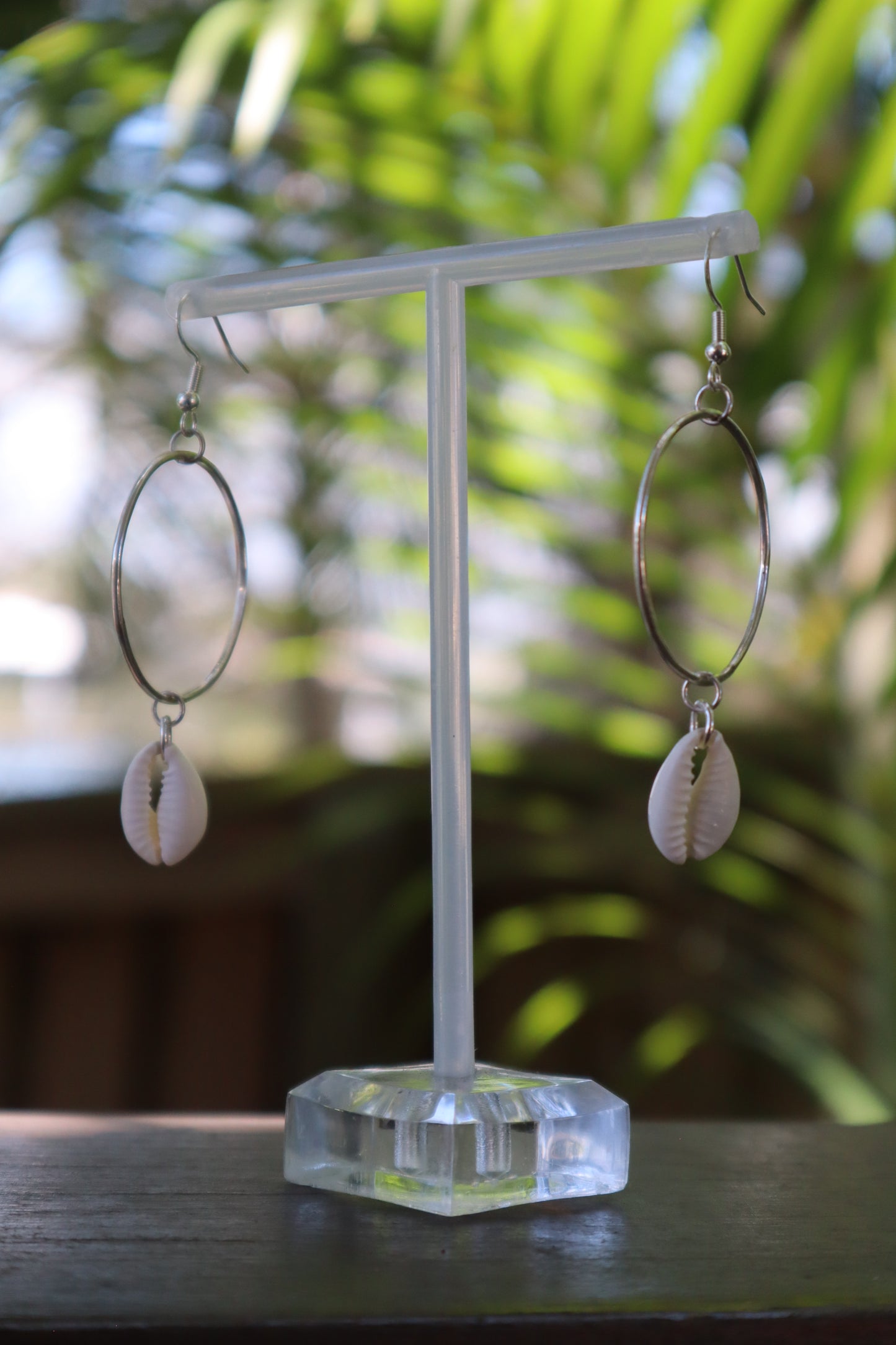 Cowrie shell hoops