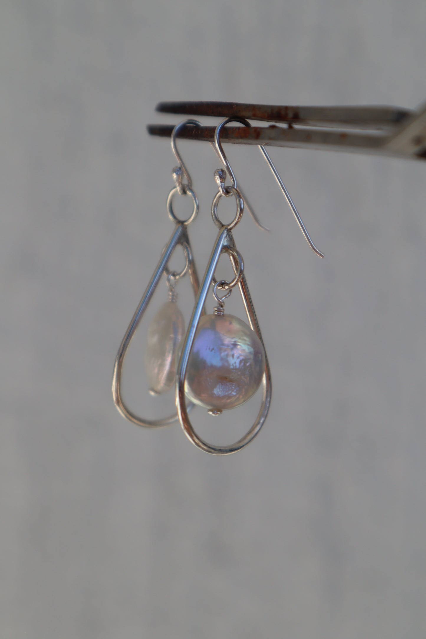 White pearl teardrop earrings