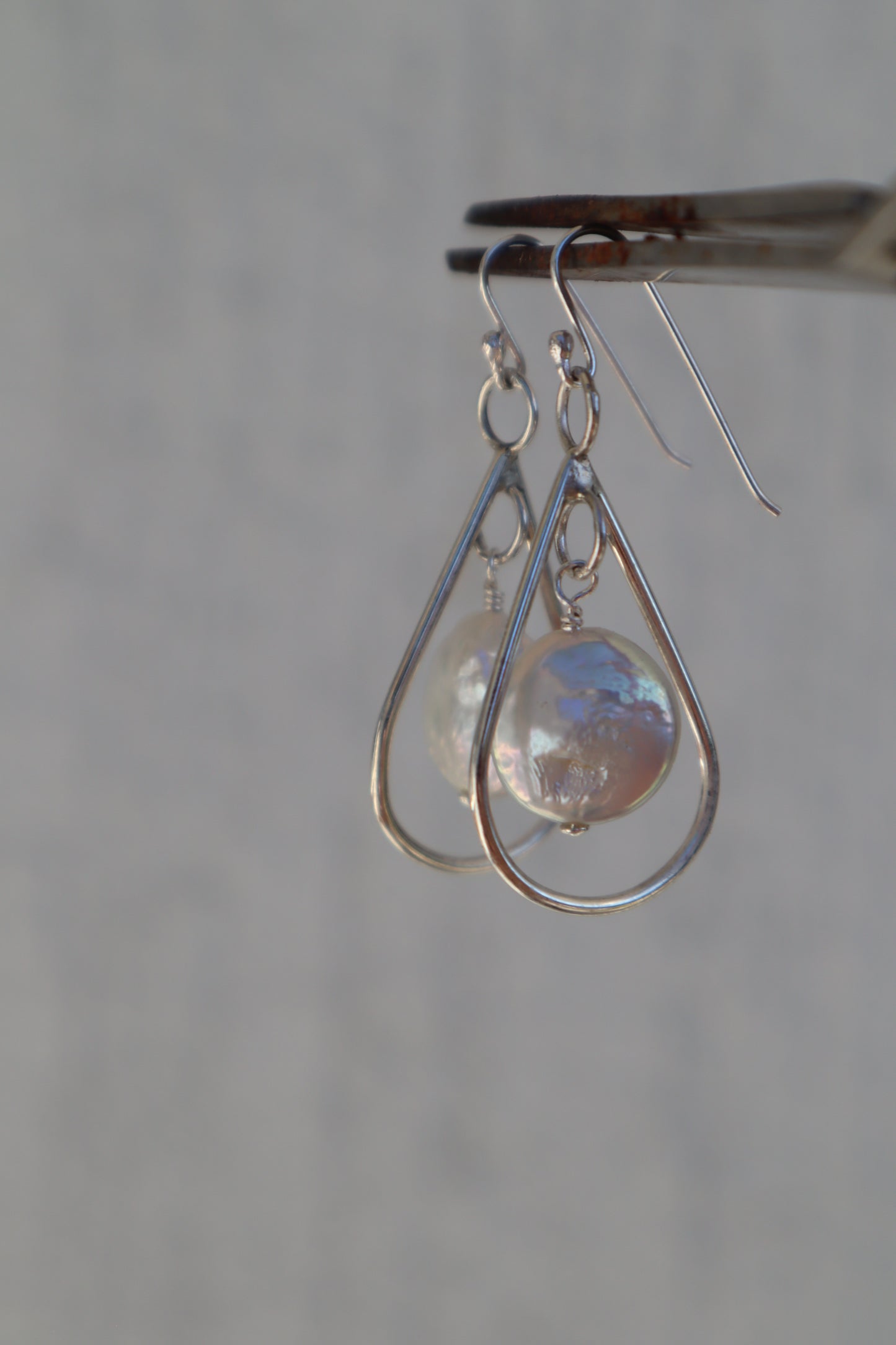 White pearl teardrop earrings