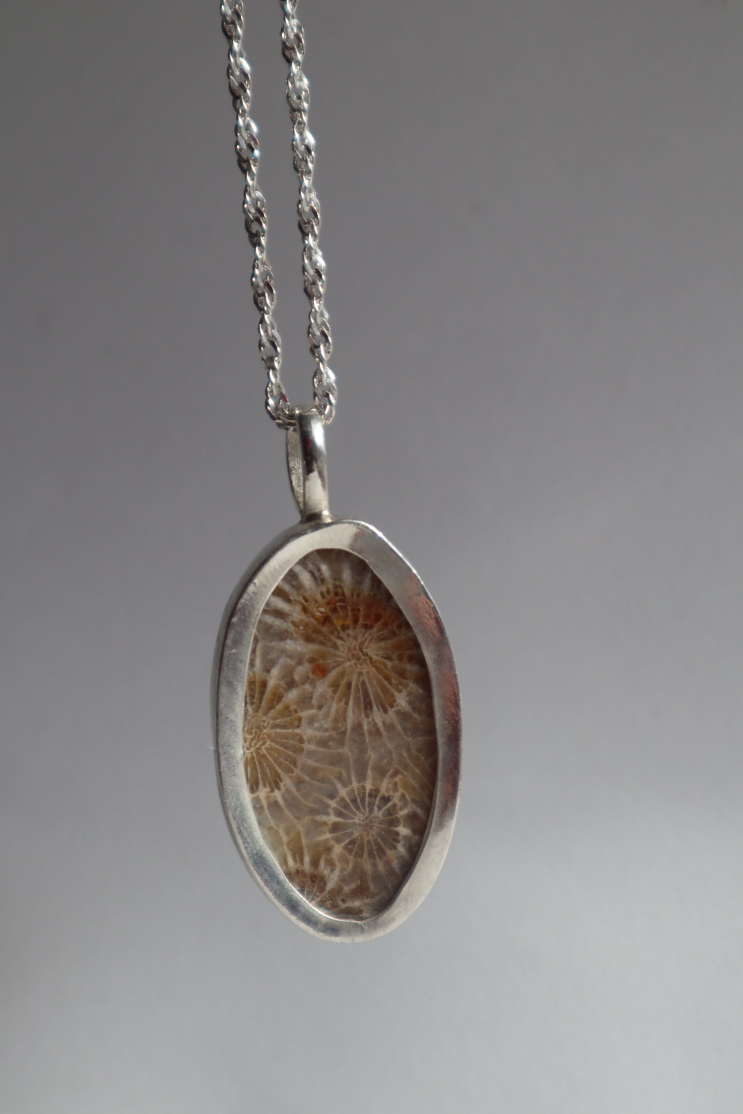 Fossilised coral pendant
