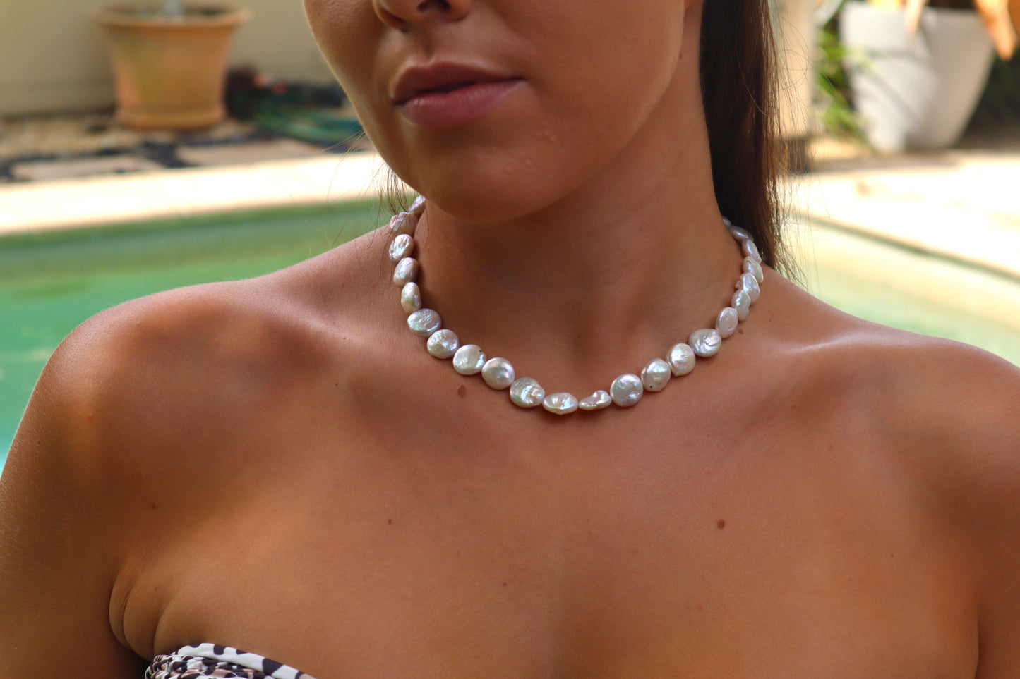 Coin pearl necklace