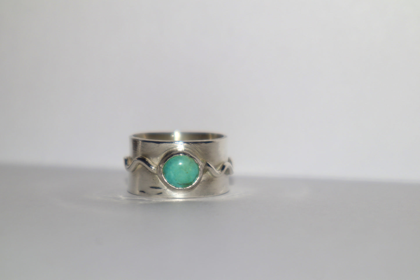 Turquoise thick band ring