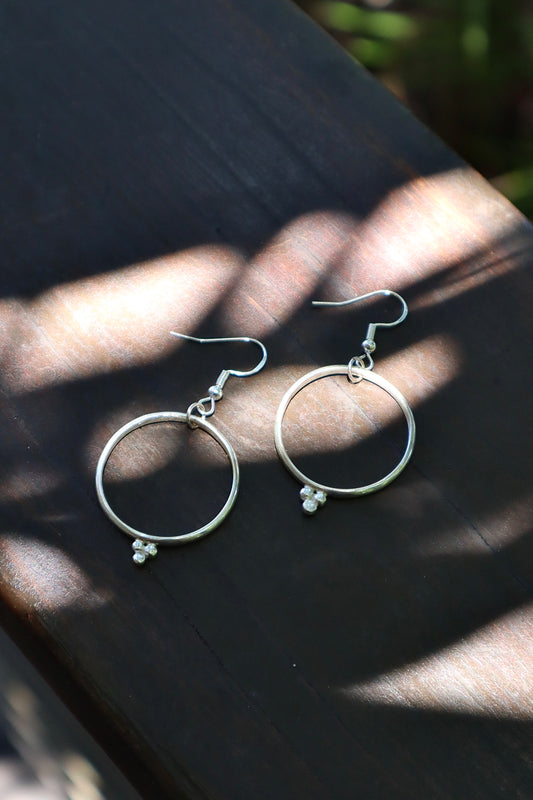 Triple ball hoop earrings