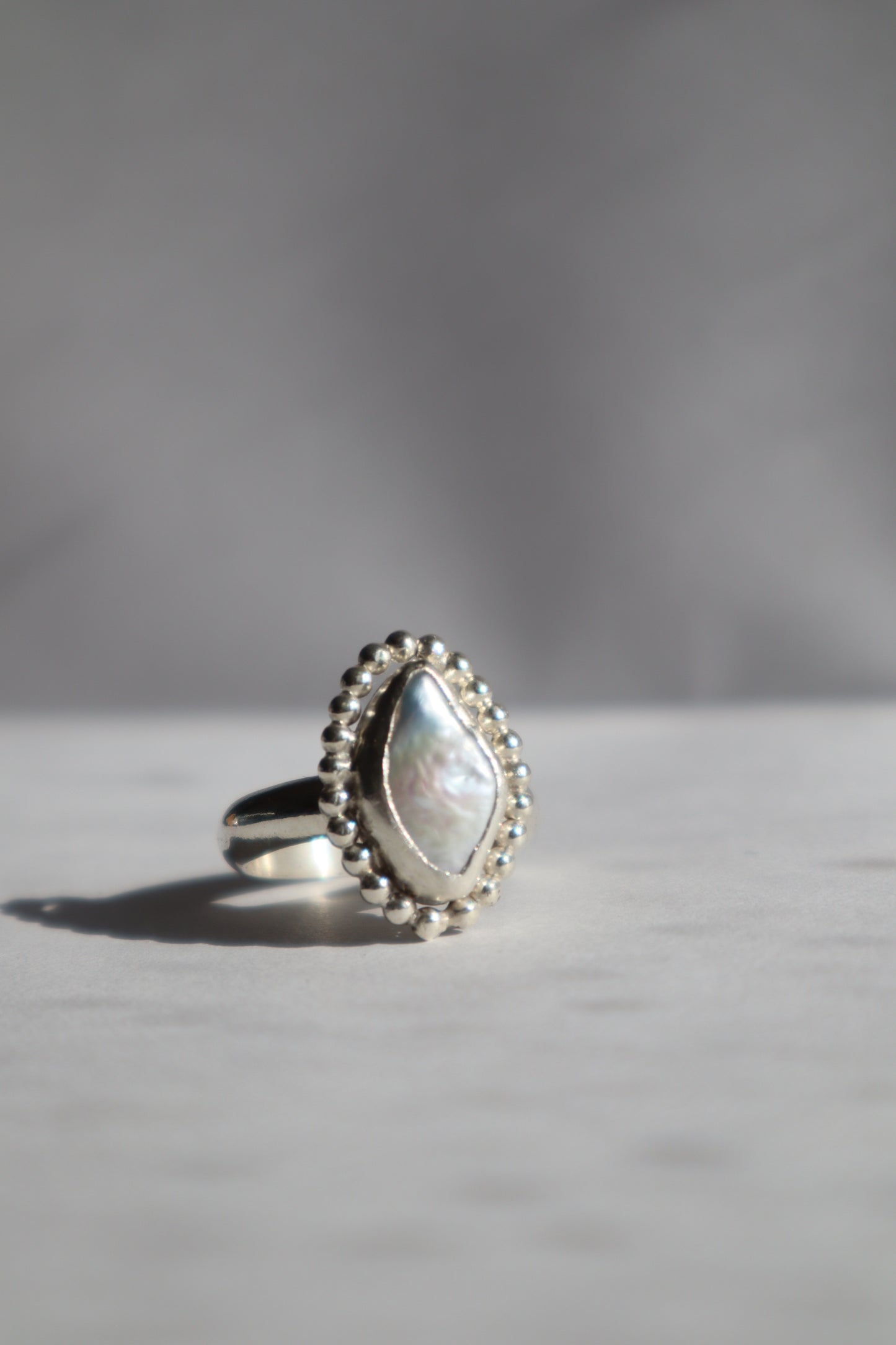 Diamond pearl ring