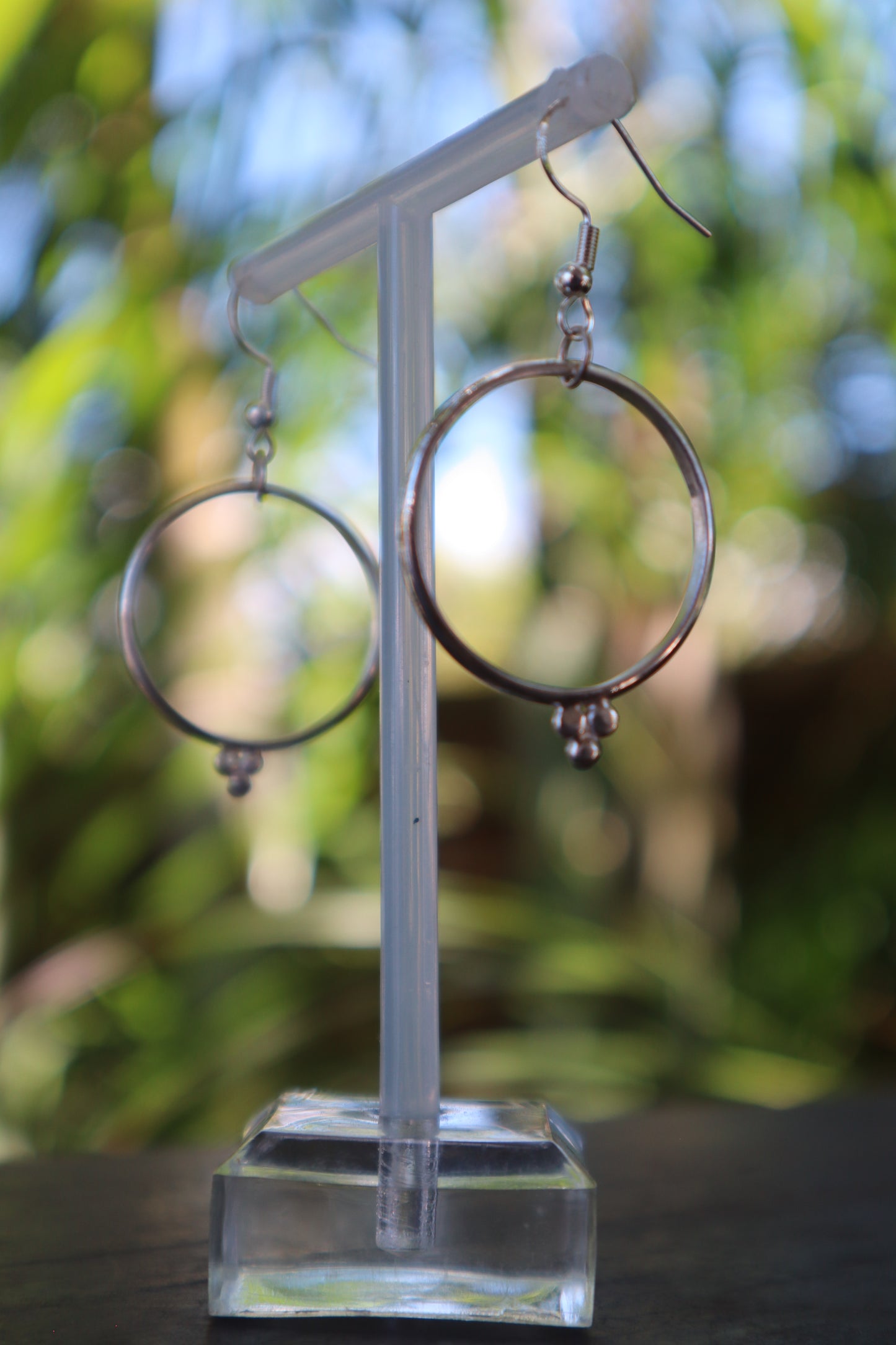 Triple ball hoop earrings