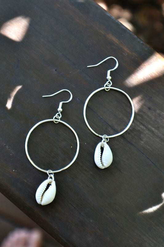 Cowrie shell hoops